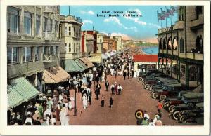 East Ocean Front, Long Beach CA Elevated Street View Vintage Postcard R12