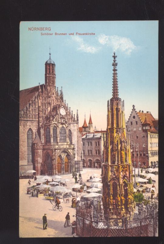 NURNBERG SCHONER BRUNNEN UND FRAUERKIRCHE GERMANY OLD VINTAGE POSTCARD