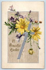 1910 Easter Holy Cross And Flowers Embossed Nash Wentzville Missouri MO Postcard