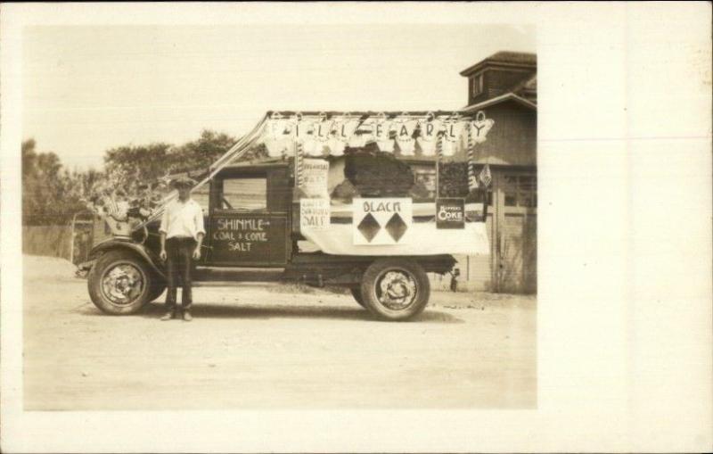 Advertising Truck Shinkle Coal & Coke Kentucky Products in Back c1930 RPPC