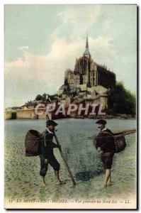 Old Postcard Mont Saint Michel Vue Generale In the North East Fishing Fisherm...