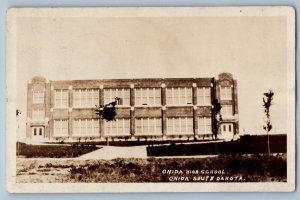 Onida South Dakota SD Postcard RPPC Photo Onida High School Building 1927 Posted