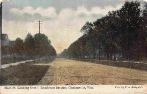 Main Street Residence District Clintonville Wisconsin 1909 postcard