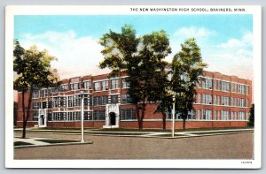 Brainerd Minnesota~New Washington High School~Art Deco~PM c1930s Postcard