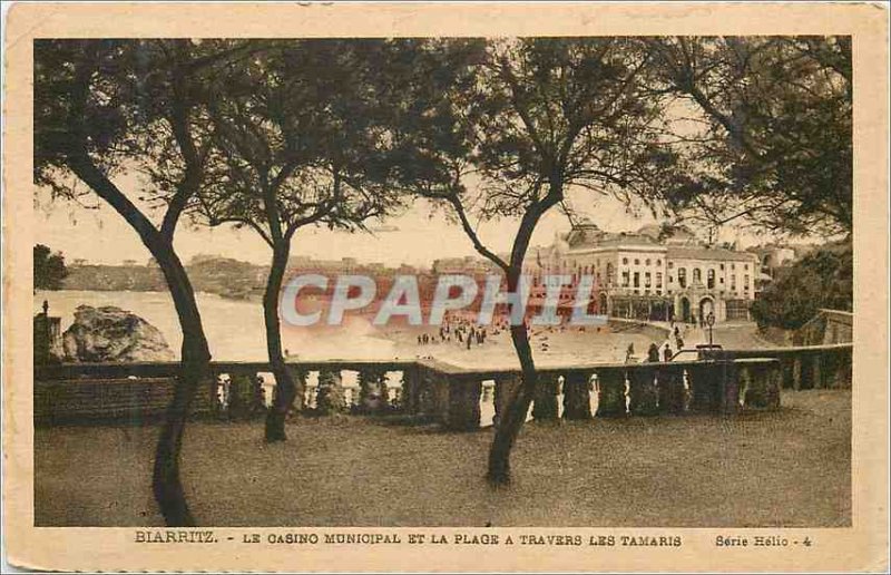 Old Postcard Biarritz Casion Municipal Beach and across the Tamaris