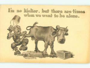 Pre-Linen Comic MAN GETS KICKED BY A COW AB9546