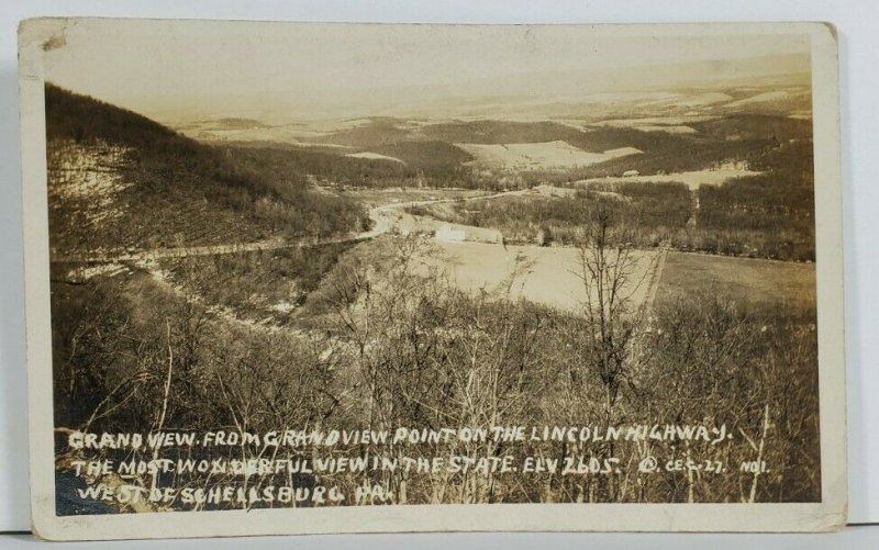 Schellsburg Pennsylvania RPPC Grandview Point on Lincoln Highway Postcard P13