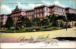 Argentina Buenos Aires Plaza Colon y Casa de Gobierno Vintage Postcard C044