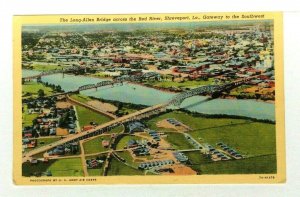 Shreveport Louisiana LA Long-Allen Bridge Across Red River Linen Postcard 