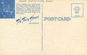 Los Angeles California 1940s Swimming Pool Town House Postcard Teich 20-7124