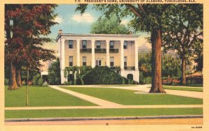 USA President's Home University Alabama Tuscaloosa Linen Postcard 05.41 