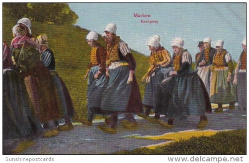 Netherlands Marken Kerkgang Local Women Going To Church In Traditional Costume