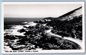 Vina Del Mar Chile Postcard Road to Concón c1930's Vintage Unposted RPPC Photo