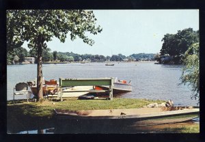 Monticello, Indiana/IN Postcard, Boats At Dock On Lake Shafer