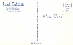 Postcard Aunt Hattie's Family Restaurant First St. South St. Petersburg Florida