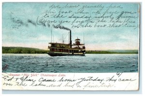 1918 Steamer Ship Chautauqua Lake New York NY Antique Postcard 