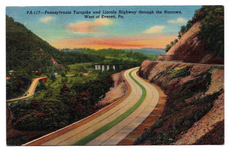 RARE 1930-1945 PA Turnpike & Lincoln Highway Through the Narrows West of Everett