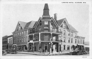 J17/ Elkhorn Wisconsin Postcard c1930s Loraine Hotel Building 229