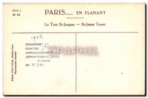 Old Postcard Paris strolling La Tour St Jacques