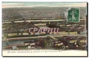 Old Postcard Lyon General View from the Lift Tower of Fourviere