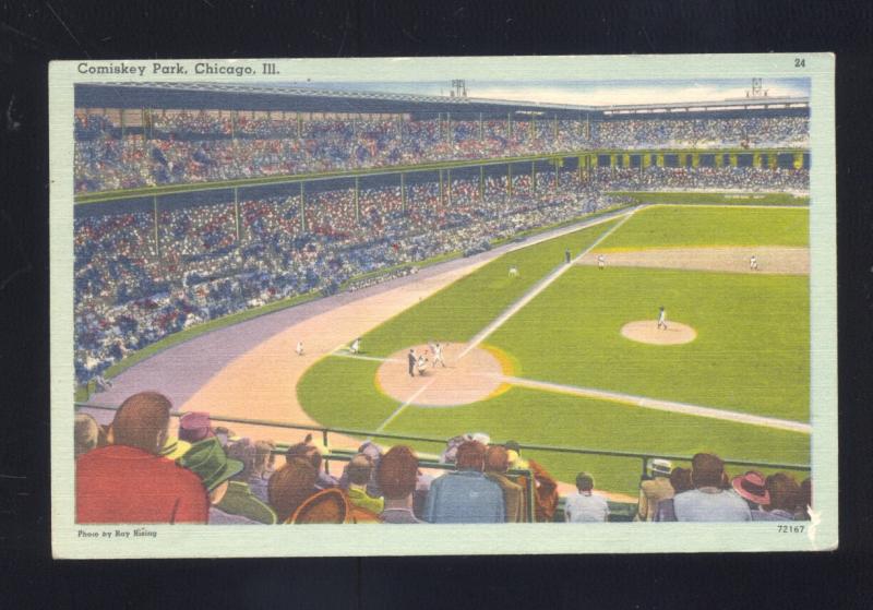 CHICAGO WHITE SOX COMISKEY PARK BASEBALL STADIUM ILLINOIS VINTAGE POSTCARD