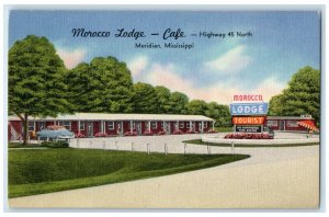 c1940 Morocco Lodge Cafe Highway Meridian Mississippi Vintage Antique Postcard