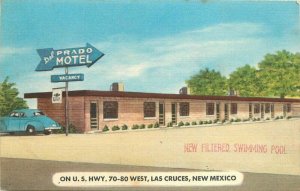 Automobiles Del Prado Motel Las Cruces New Mexico 1954 Postcard roadside 20-6597