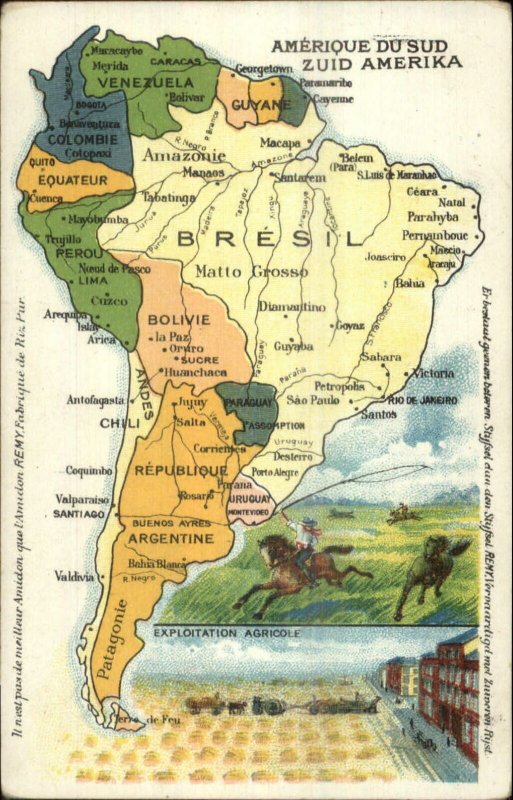 Map of South America REMY Advertising Postcard