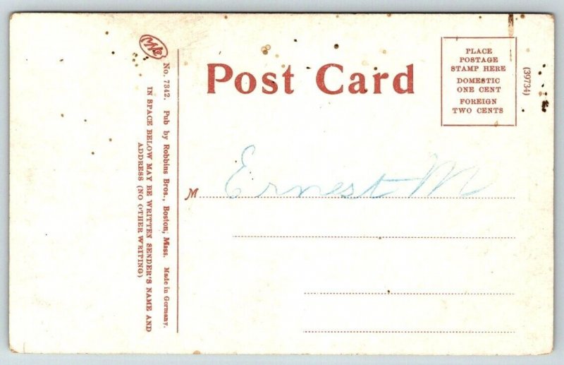 US Navy  USS Massachusetts Entering Boston Harbor    Postcard
