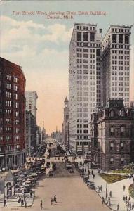 Michigan Detroit Fort Street West Showing Dime Bank Building 1916