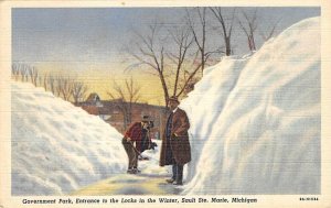 Government Park Entrance To The Locks In Winter - Sault Ste. Marie, Michigan MI