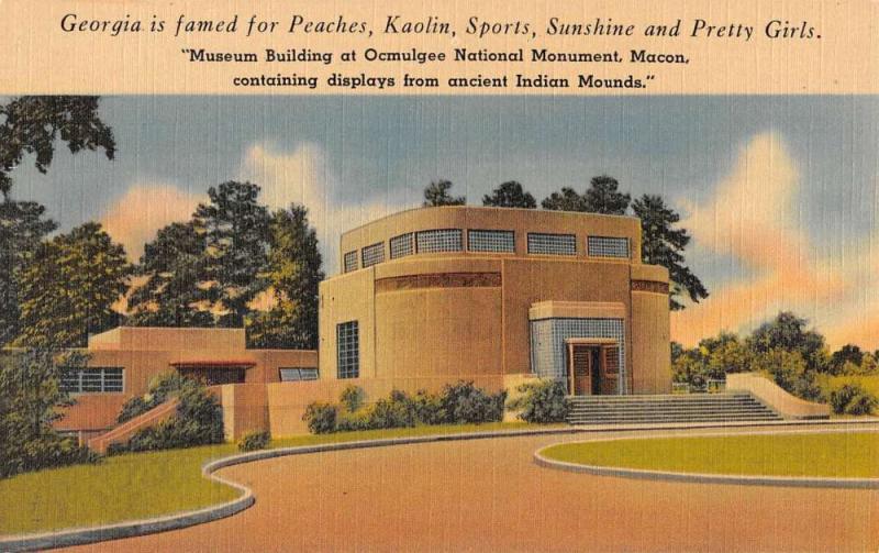 Macon Georgia Ocmulgee Monument Museum Bldg Antique Postcard K61121