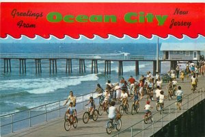 1960s Ocean City New Jersey, Bicycling On The Boardwalk Vintage Postcard