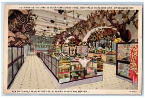 1937 Interior Famous Buckhorn Curio Store San Antonio Texas TX Vintage Postcard 