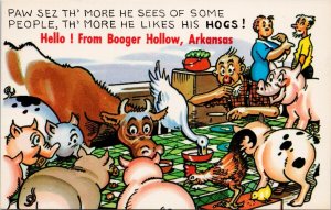 Hello from Booger Hollow Arkansas Farm Animals Comic Unused Vintage Postcard H53