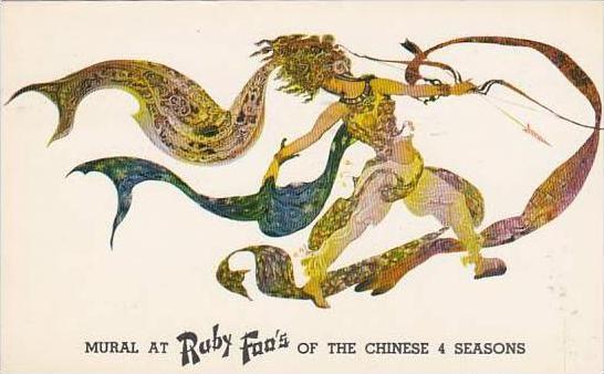 New York City Mural At Ruby Foos Of The Chinese 4 Season Restaurant 1959