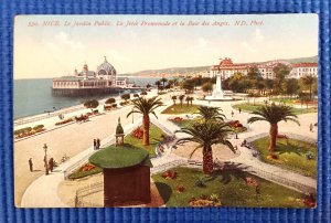 Vintage The Public Garden The Promenade Pier Bay of Angels Nice France Postcard
