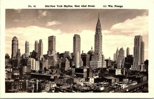 Postcard NY New York Mid-New York Skyline RPPC Real Photo, East 42nd St. 1943 A6