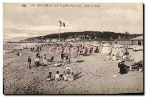 Old Postcard Deauville flowered beach on the beach