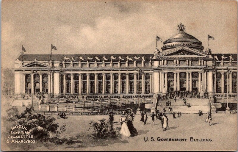 U.S. Government Bldg, Worlds Fair Mogul Egyptian Cigarettes c1904 Postcard O73