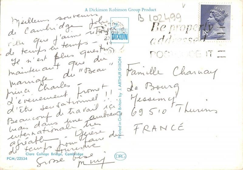 B102499 clare college bridge cambridge    uk