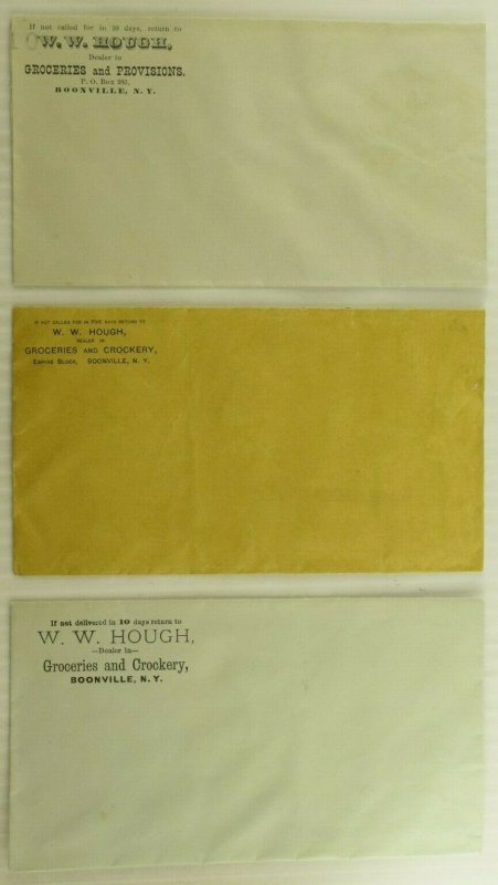 1870-80's W. W. Hough Groceries & Crockery Envelopes Boonville, N.Y.  #M 