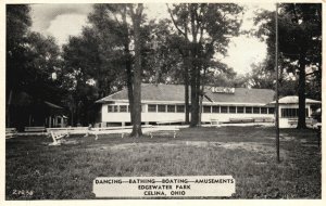 Postcard Photo Dancing Bathing Boating Amusements Edgewater Parks Celina OH RPPC