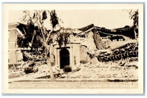 Earthquake Long Beach California Jefferson Jr. High School RPPC Photo Postcard