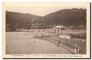 Old Postcard Auvergne The Chambon The Beach and Bathers