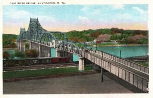 Vintage Postcard Ohio River Bridge Huntington West Virginia Tichnor Quality Pub.