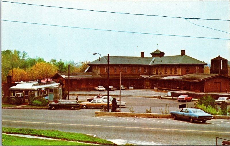 Vtg Canaan Connecticut CT Collins Diner & Railroad Station 1970s View Postcard