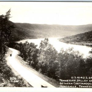 c1940s Monteagle / Chattanooga TN RPPC US Hwy 41 & 64 Valley River Cline PC A114