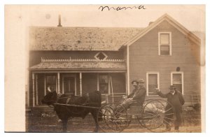 RPPC Oxen Pulling A Wagon With 2 Men In Front Of A Country Home