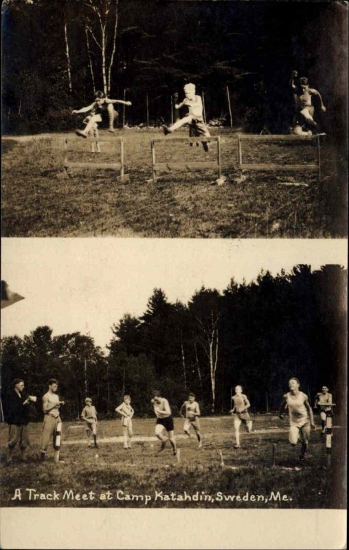 Sweden Maine ME Camp Katahdin Track Meet Running RPPC Vintage Postcard